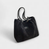 Women's Corduroy Shoulder Bag Zip Top Dual Strap – Everyday Tote