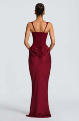 Women's Corset Maxi Dress Square Neck Lace-Up Back – Wedding Guest