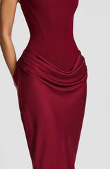 Women's Corset Maxi Dress Square Neck Lace-Up Back – Wedding Guest