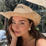 Women's Cowboy Hat Straw Wide Brim High Crown – Outdoor Events