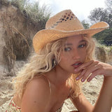 Women's Cowboy Hat Straw Wide Brim High Crown – Outdoor Events