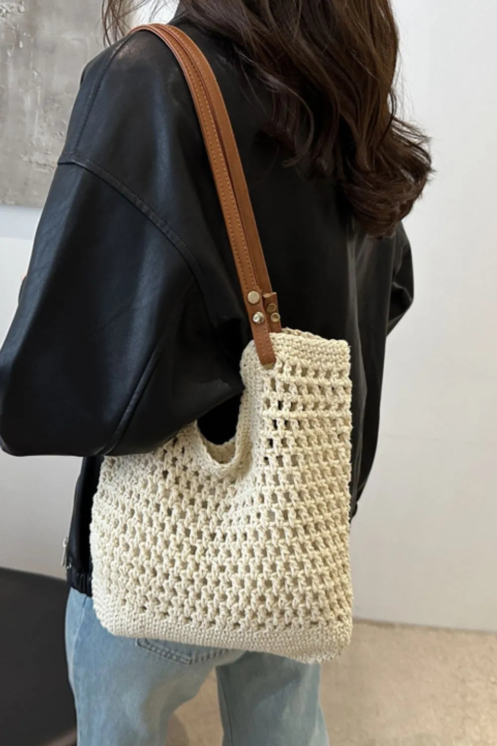 Women's Crochet Tote Bag Open Top Shoulder – Beach Vacation