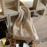 Women's Crochet Tote Bag Rectangular Shoulder Straps – Outdoor Party