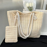 Women's Crochet Tote Bag Woven Geometric Open Top – Relaxed Summer Style