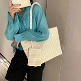 Women's Crochet Tote Bag Woven Geometric Open Top – Relaxed Summer Style