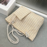 Women's Crochet Tote Bag Woven Geometric Open Top – Relaxed Summer Style