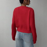 Women's Cropped Cardigan Button Front Crew Neck Ribbed Trim – Brunch Date