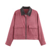 Women's Cropped Corduroy Jacket Zip Front Point Collar – Weekend Plans