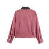 Women's Cropped Corduroy Jacket Zip Front Point Collar – Weekend Plans