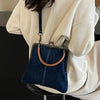 Women's Denim Crossbody Bag Metal Frame Top Handle – Daily Use