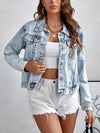 Women's Denim Jacket Button Front Long Sleeve - Streetwear