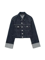 Women's Denim Jacket Cropped Button Front Long Sleeve – Night Party