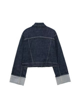Women's Denim Jacket Cropped Button Front Long Sleeve – Night Party