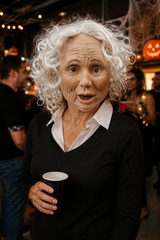 Women's Elderly Mask Full Face Curly Hair – Halloween Costume Gathering