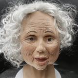 Women's Elderly Mask Full Face Curly Hair – Halloween Costume Gathering