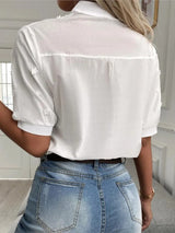 Women's Embroidered Blouse Short Sleeve Round Neck – Garden Party