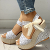 Women's Espadrille Wedge Sandals Open Toe Ankle Tie – Beach Vacation