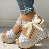 Women's Espadrille Wedge Sandals Open Toe Ankle Tie – Beach Vacation