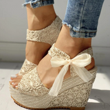 Women's Espadrille Wedge Sandals Open Toe Ankle Tie – Beach Vacation