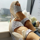 Women's Espadrille Wedge Sandals Open Toe Ankle Tie – Beach Vacation