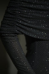 Women’s Evening Maxi Dress Off Shoulder Long Sleeve Sparkle Detail – Formal Soirées