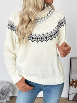 Women's Fair Isle Knit Sweater Crew Neck Long Sleeve – Warm Casual Wear
