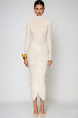Women's Fall Wedding Guest Dress High Neck Long Sleeve – Formal Dinner
