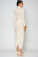 Women's Fall Wedding Guest Dress High Neck Long Sleeve – Formal Dinner