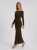 Women's Fall Wedding Guest Dress Off Shoulder Long Sleeve – Dinner Party