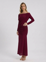 Women's Fall Wedding Guest Dress Off Shoulder Long Sleeve – Dinner Party
