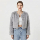 Women’s Faux Fur Jacket Long Sleeve Open Front – Winter Socials