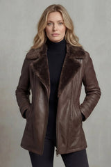 Women’s Faux Fur Leather Jacket Zip Front Side Pockets – Weekend Gatherings