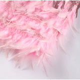 Women’s Feather Mini Dress Spaghetti Straps Sequin Fringe V-Neck – Birthday Celebrations