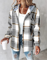 Women's Flannel Hooded Jacket Plaid Longline Button Front – Layered Outings