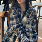 Women's Flannel Shirt Plaid Button Front Drop Shoulder – Study Days