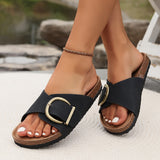 Women's Flat Sandals Open Toe Buckle Slide – Beach Vacation Summer