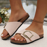 Women's Flat Sandals Open Toe Buckle Slide – Beach Vacation Summer