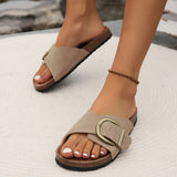 Women's Flat Sandals Open Toe Buckle Slide – Beach Vacation Summer