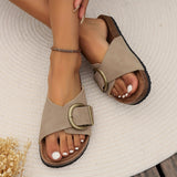 Women's Flat Sandals Open Toe Buckle Slide – Beach Vacation Summer