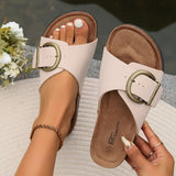 Women's Flat Sandals Open Toe Buckle Slide – Beach Vacation Summer