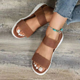 Women's Flat Sandals Open Toe Elastic Strap – Casual Summer Everyday