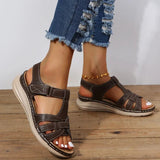 Women's Flat Sandals Open Toe Multi Strap Hook and Loop – Summer Casual Wear
