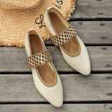Women's Flat Slip On Shoes Pointed Toe Instep Strap Textured – Modern Casual Look