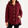 Women’s Fleece Hoodie Button Front Side Pockets Long Sleeves – Farmers’ Market Visits