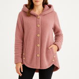 Women’s Fleece Hoodie Button Front Side Pockets Long Sleeves – Farmers’ Market Visits