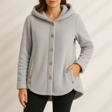 Women’s Fleece Hoodie Button Front Side Pockets Long Sleeves – Farmers’ Market Visits