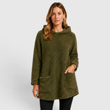 Women’s Fleece Hoodie Textured Surface Patch Pockets Long Sleeves – Park Walks