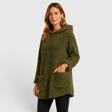 Women’s Fleece Hoodie Textured Surface Patch Pockets Long Sleeves – Park Walks