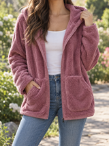 Women’s Fleece Hoodie Zip Front Patch Pockets Long Sleeves – Weekend Errands