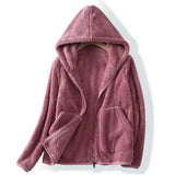Women’s Fleece Hoodie Zip Front Patch Pockets Long Sleeves – Weekend Errands